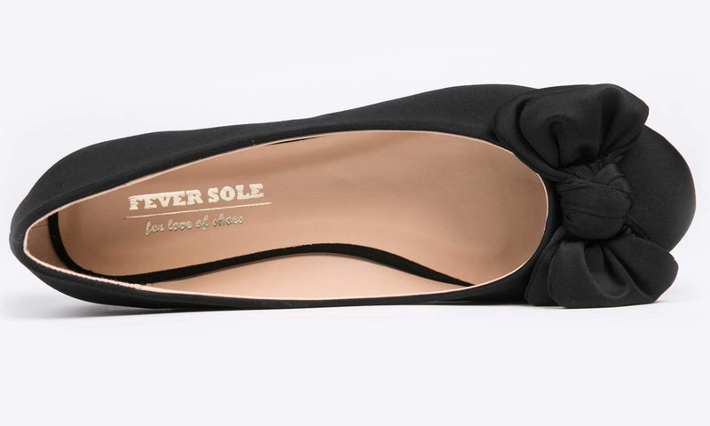 FEVERSOLE أحذية باليه نسائية فيفرسول ذات مقدمة دائرية وزينة قوس لطيفة باللون الأسود مقاس 9 M US - Image 4